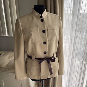 NIPON BOUTIQUE Beige Blazer Jacket Double Front Pockets Safari Vibes Sz 6
